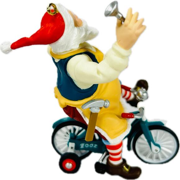 Hallmark TOYMAKER SANTA 2002 Keepsake Ornament Riding Bike with Box - Picture 4 of 12